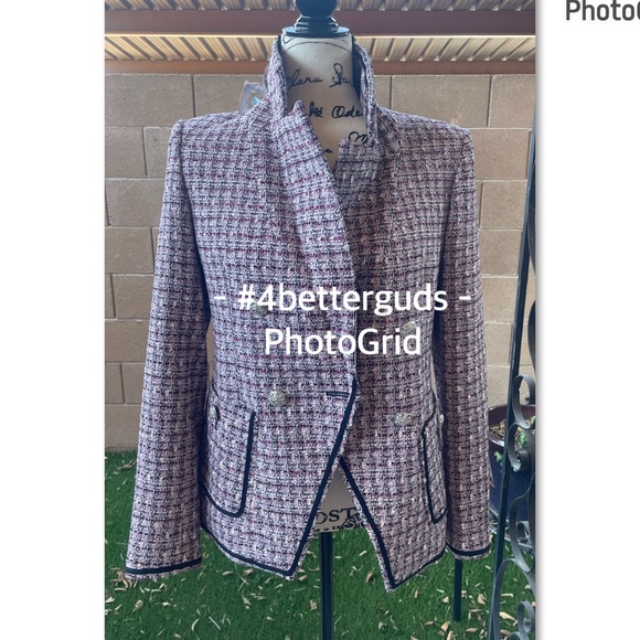 New Veronica Beard “Theron” Tweed Double Breasted Tailored Trim Jacket Size 6 - Picture 10 of 16